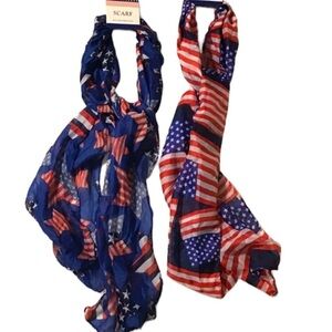 NW Bundle of 2 Patriotic 4th of July Scarfs for Neck or Head